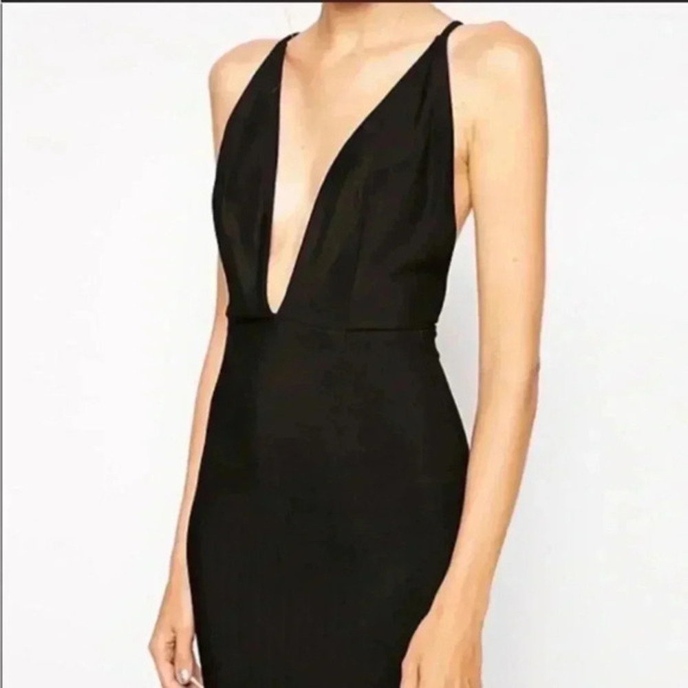 Solace London Black Cross V neck Dress​​​​​​​​​​​​​